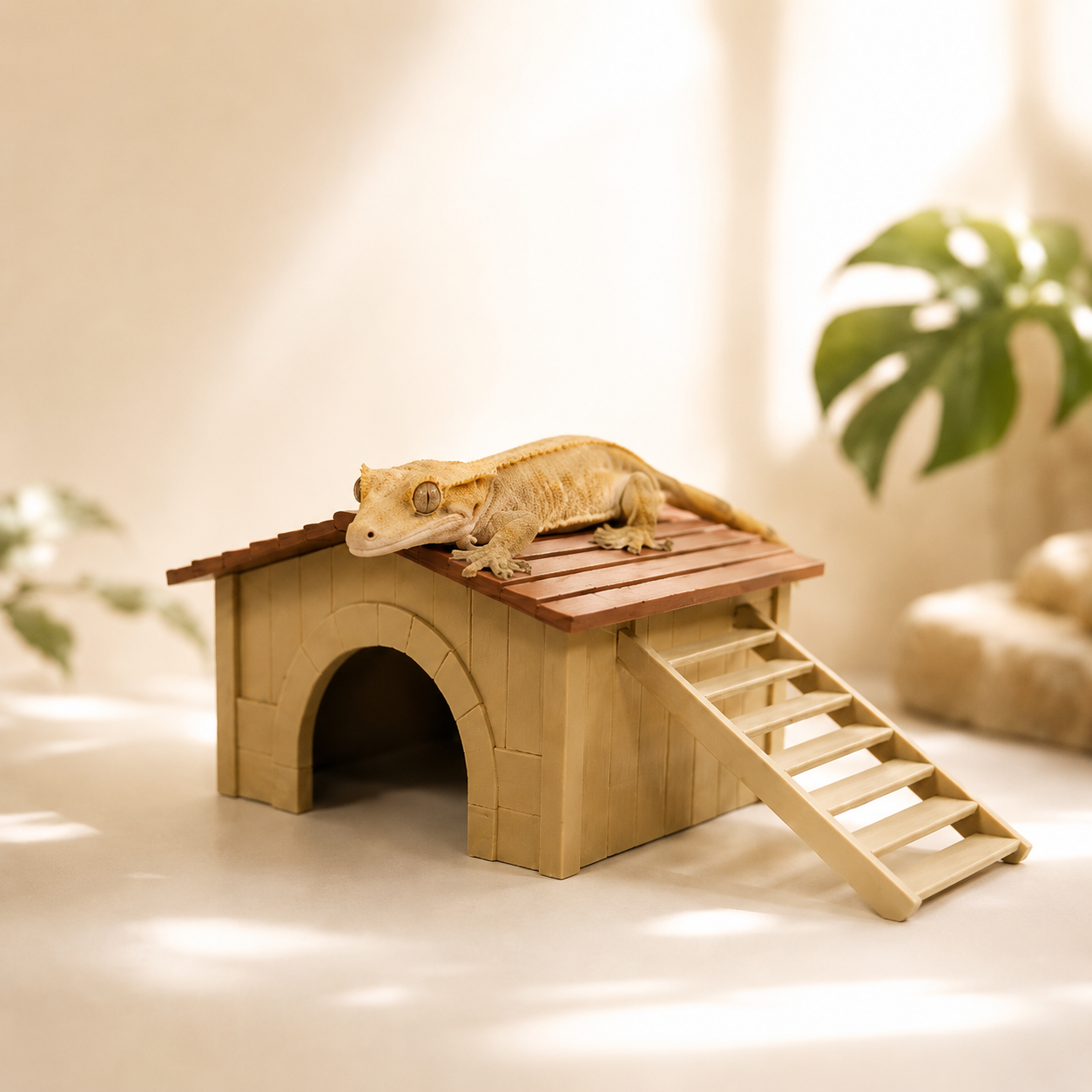 Woodland House Hideout – Reptile Shelter with Climbing Ramp