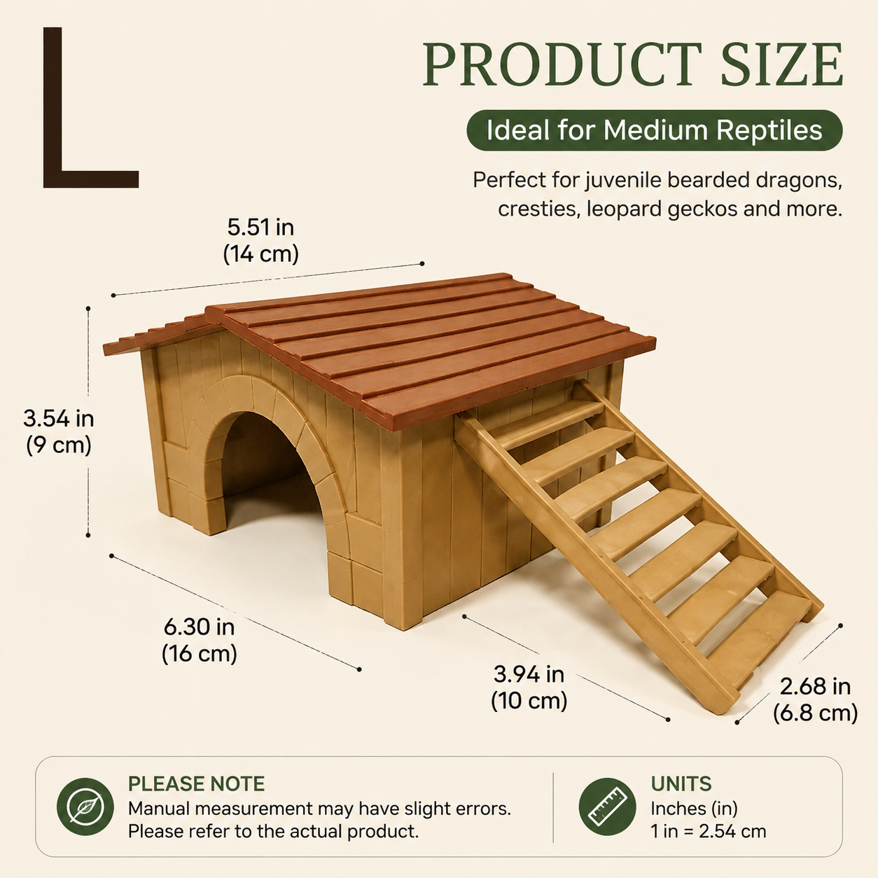 Woodland House Hideout – Reptile Shelter with Climbing Ramp