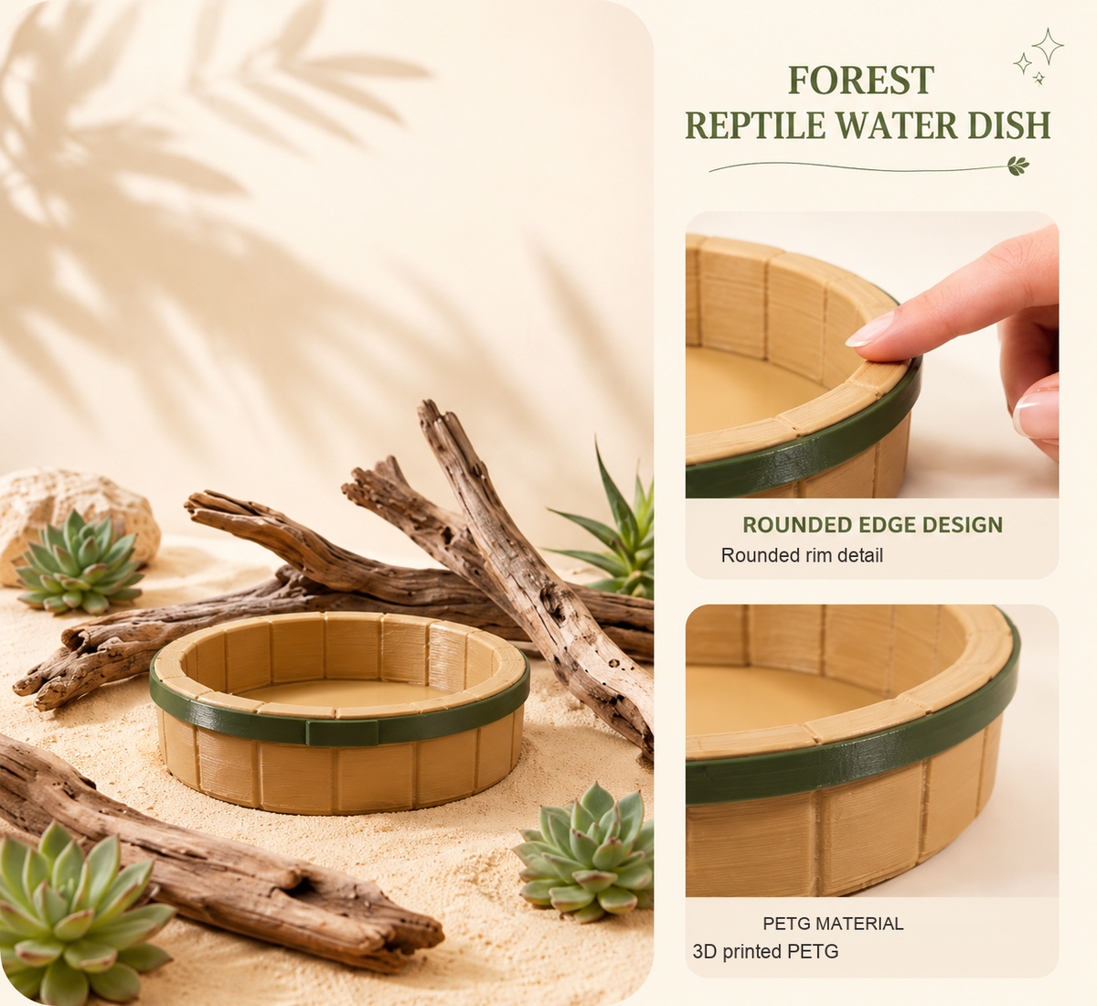 Forest Water Bowl – Reptile Drinking Dish
