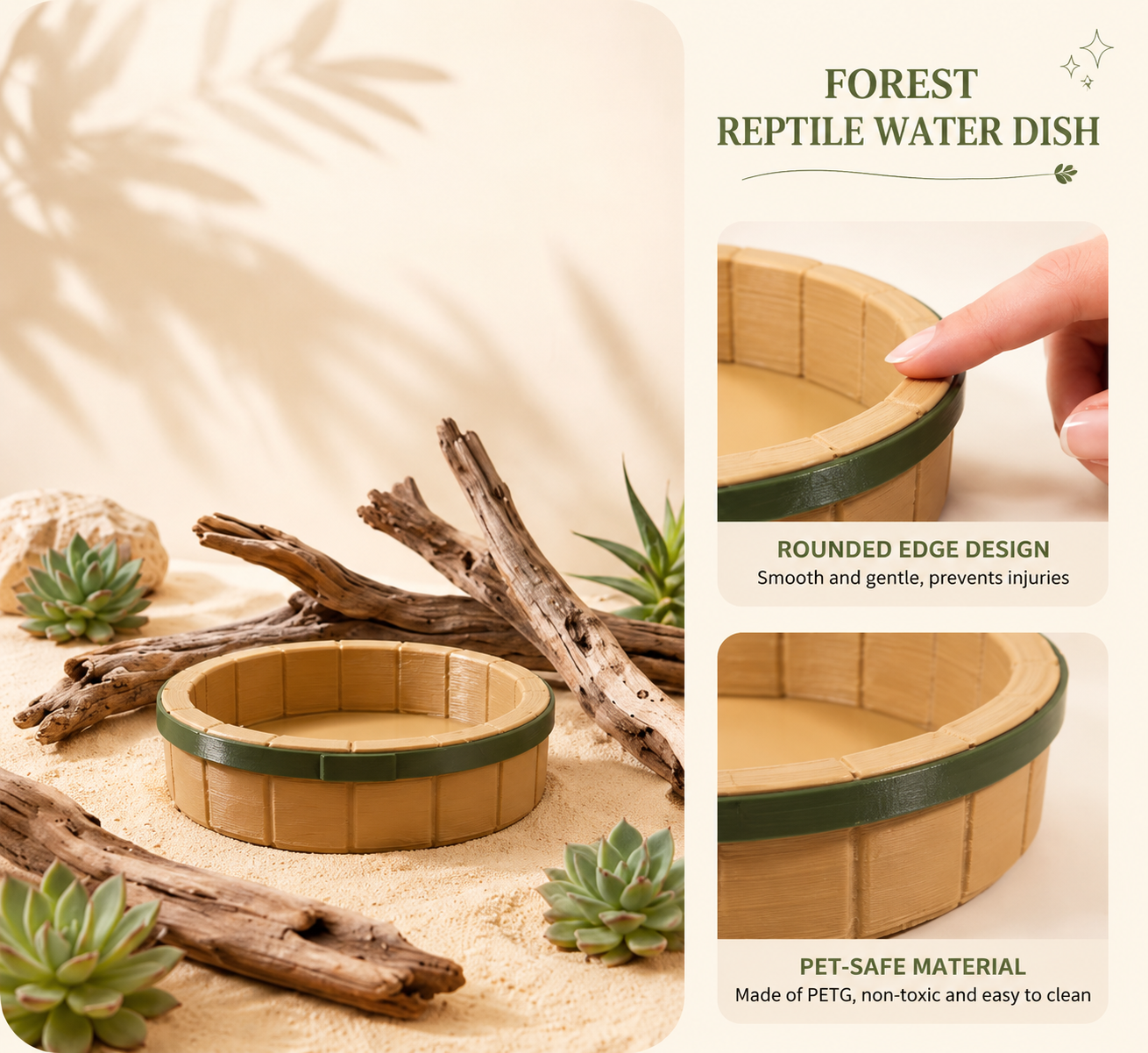 Forest Water Bowl – Reptile Drinking Dish