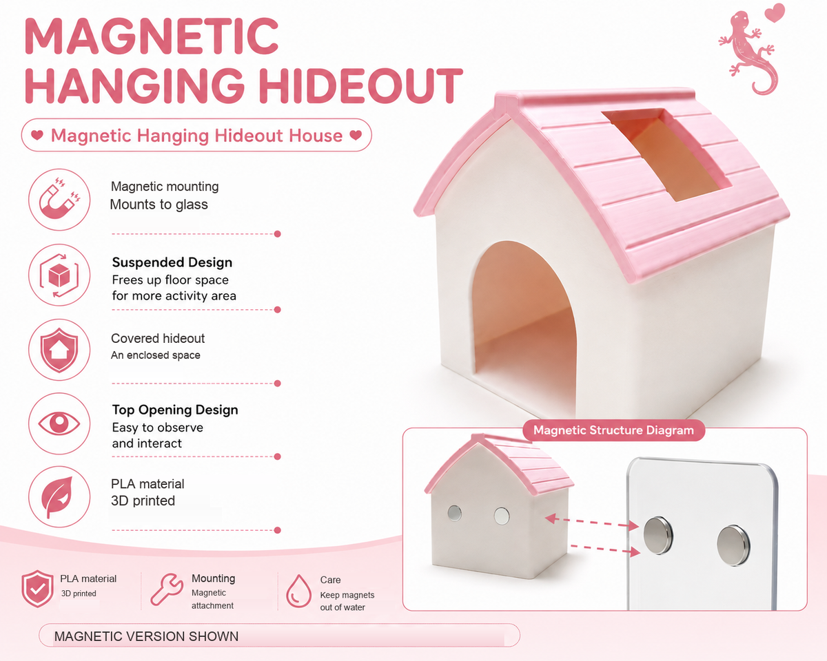 Pink Magnetic House Hideout for Reptiles
