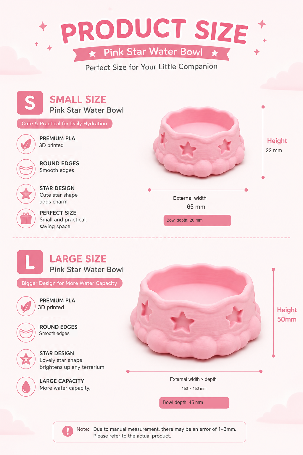 Pink Star Water Bowl