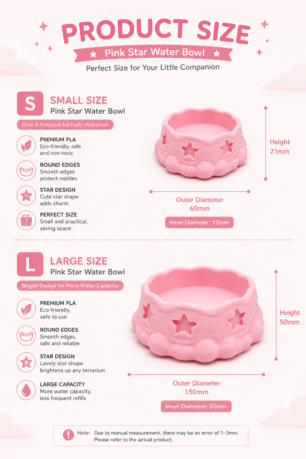 Pink Star Water Bowl