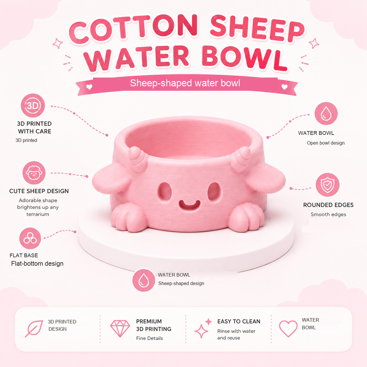 Cotton Sheep Water Bowl