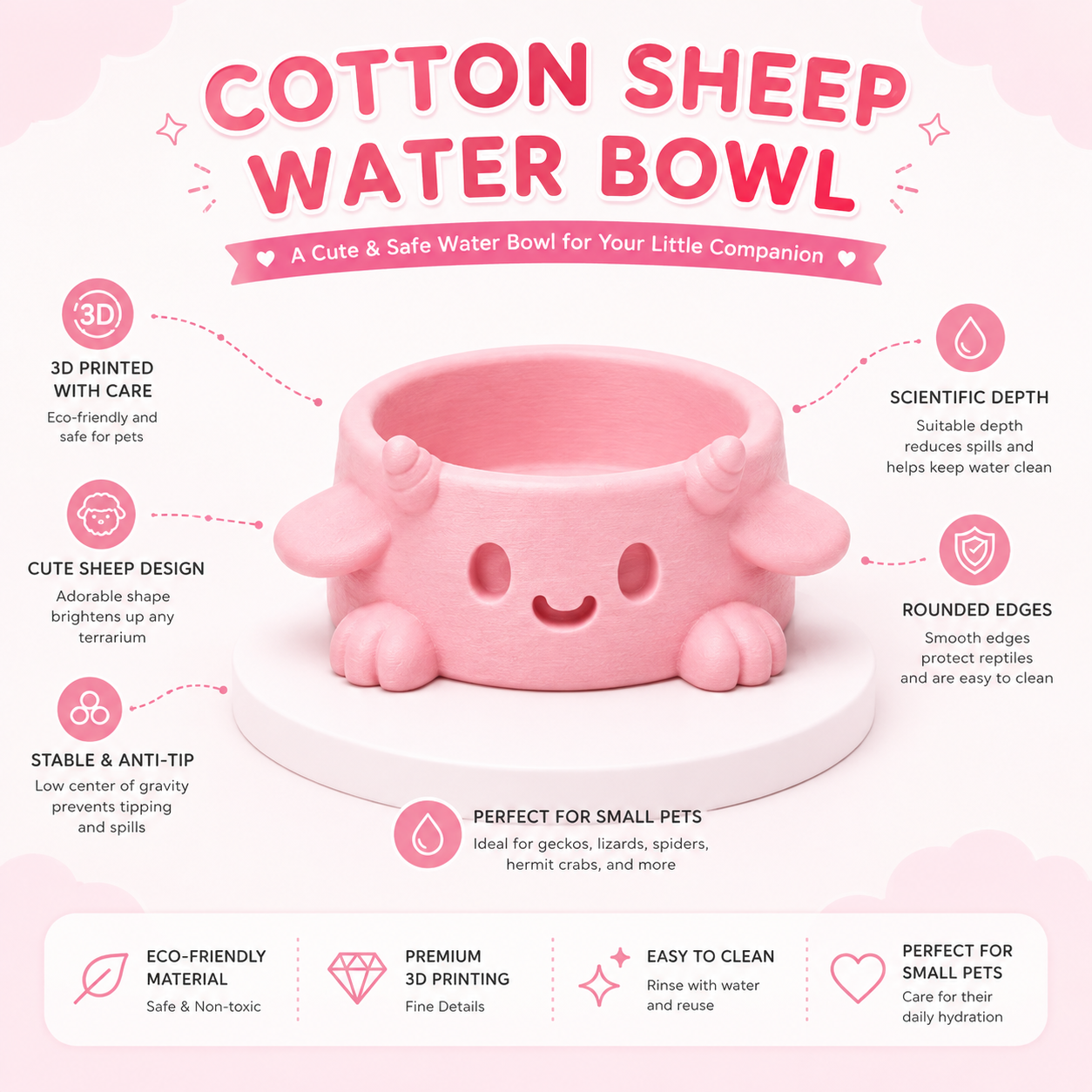 Cotton Sheep Water Bowl